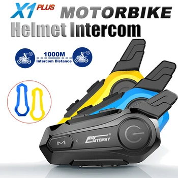 Мотоциклетный шлем Домофон Bluetooth-гарнитура 1000 м для 2 гонщиков intercomunicador Водонепроницаемый беспроводной домофон с шумоподавлением