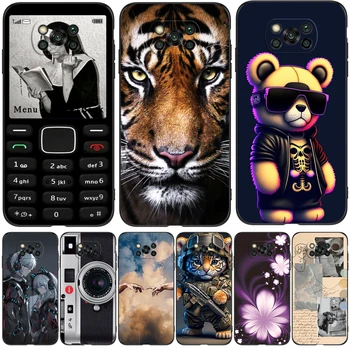 Для Xiaomi Poco X3 NFC чехол Задняя крышка телефона POCOPHONE силиконовый черный чехол из ТПУ медведь тигр лев милый