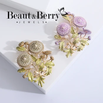 Брошь Beauty & Berry в винтажном пасторальном стиле с масляной эмалью, брошь в виде хризантемы, Булавки в виде деревенского цветка, аксессуары для женских костюмов