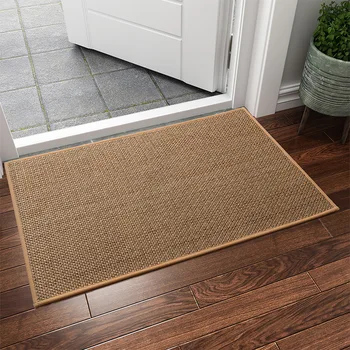 Льняной тканый коврик для входной двери, впитывающий нескользящий коврик для защиты пола, длинный коврик, который легко чистить и ухаживать за кухонным ковриком